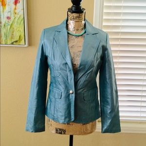 Worthington Pearl Blue Leather Jacket